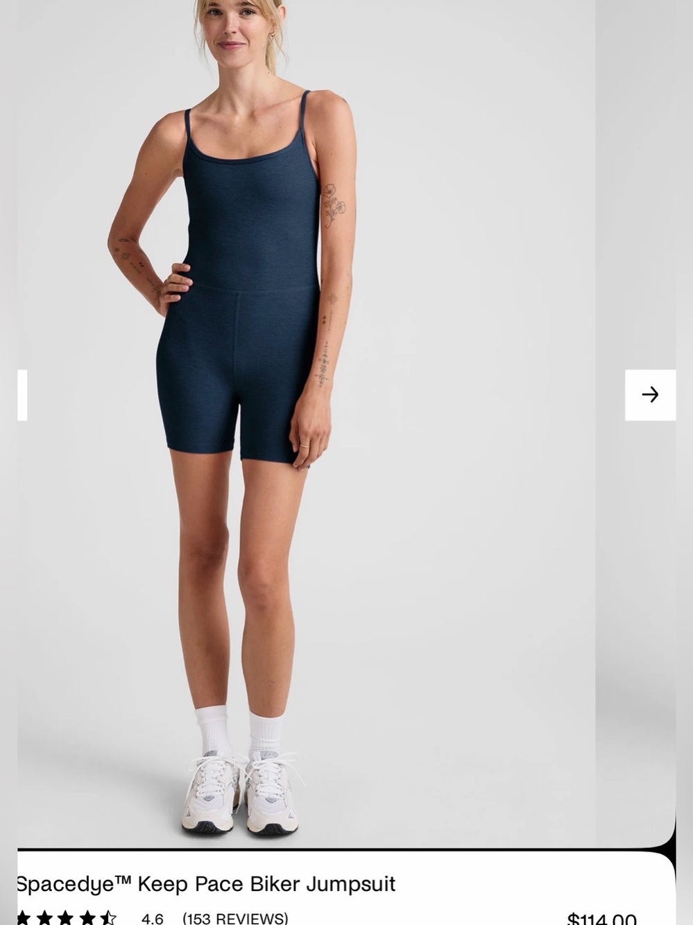 Beyond Yoga light blue Slim-Strap Biker Shorts Jumpsuit